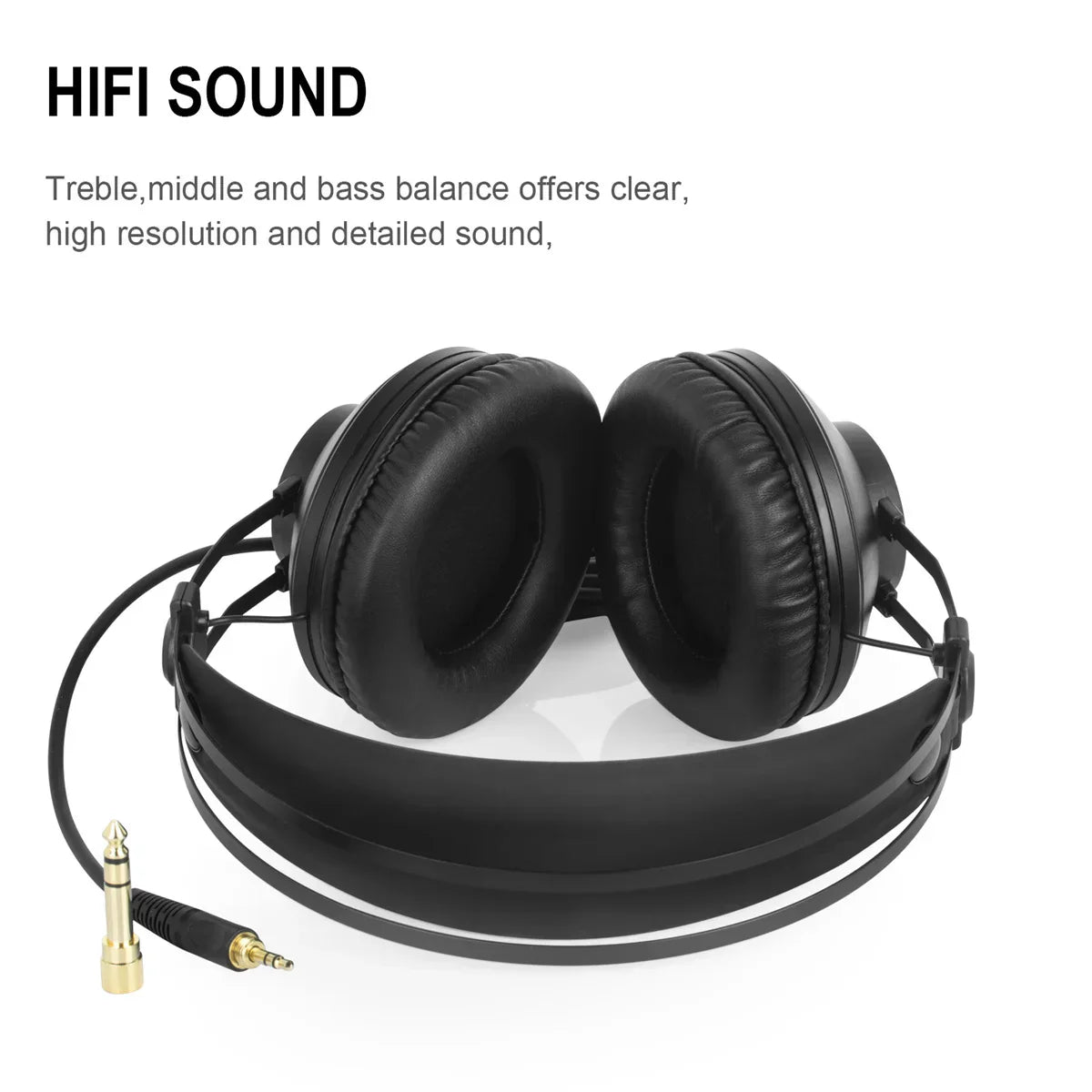 Studio Monitor Headphones Wired Over Ear with HiFi sound for clear and detailed audio.