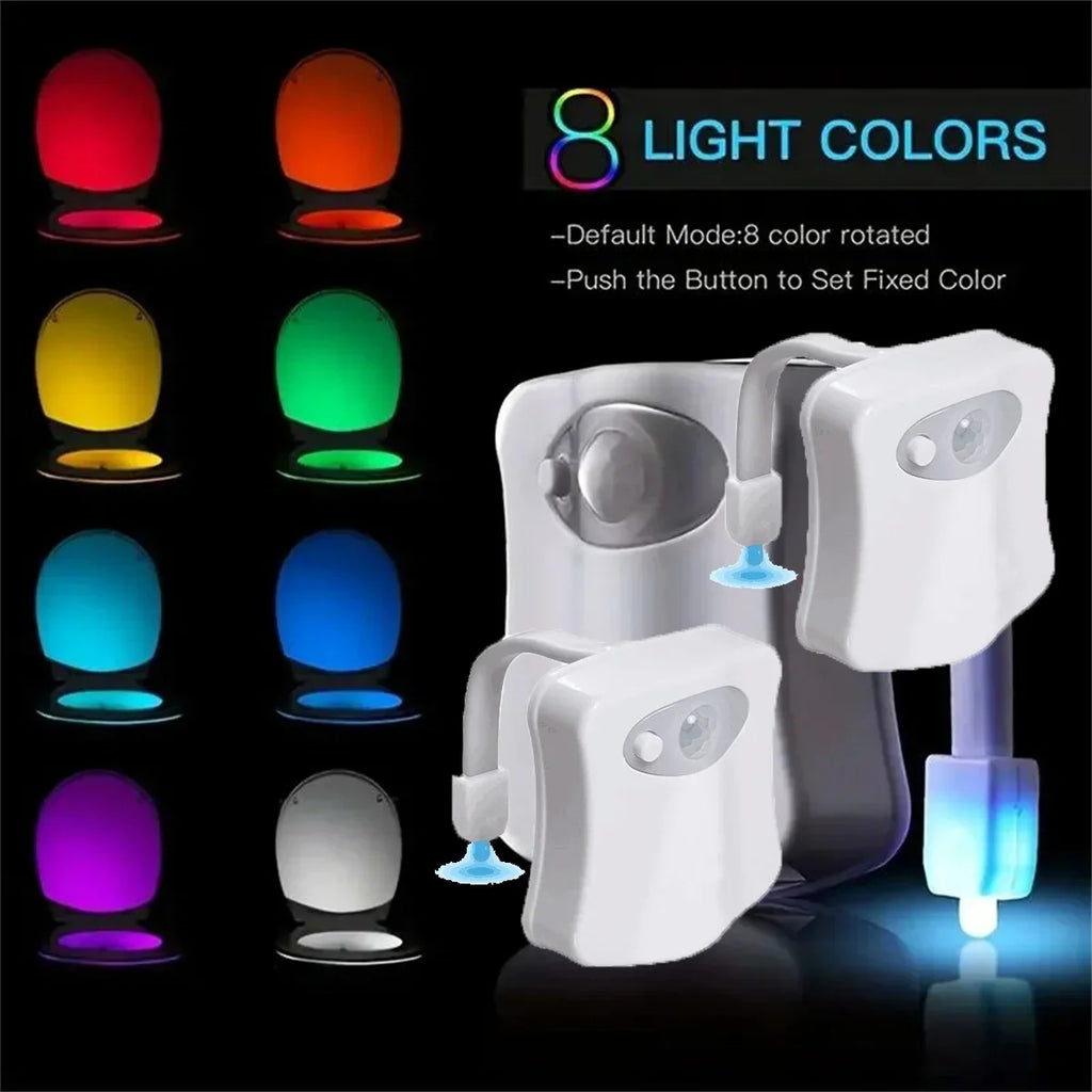Toilet Night Light PIR Motion Sensor LED Light Toilet Bowl Light Washroom Night Lamp Battery-powered 7 Colors Changing Toilet