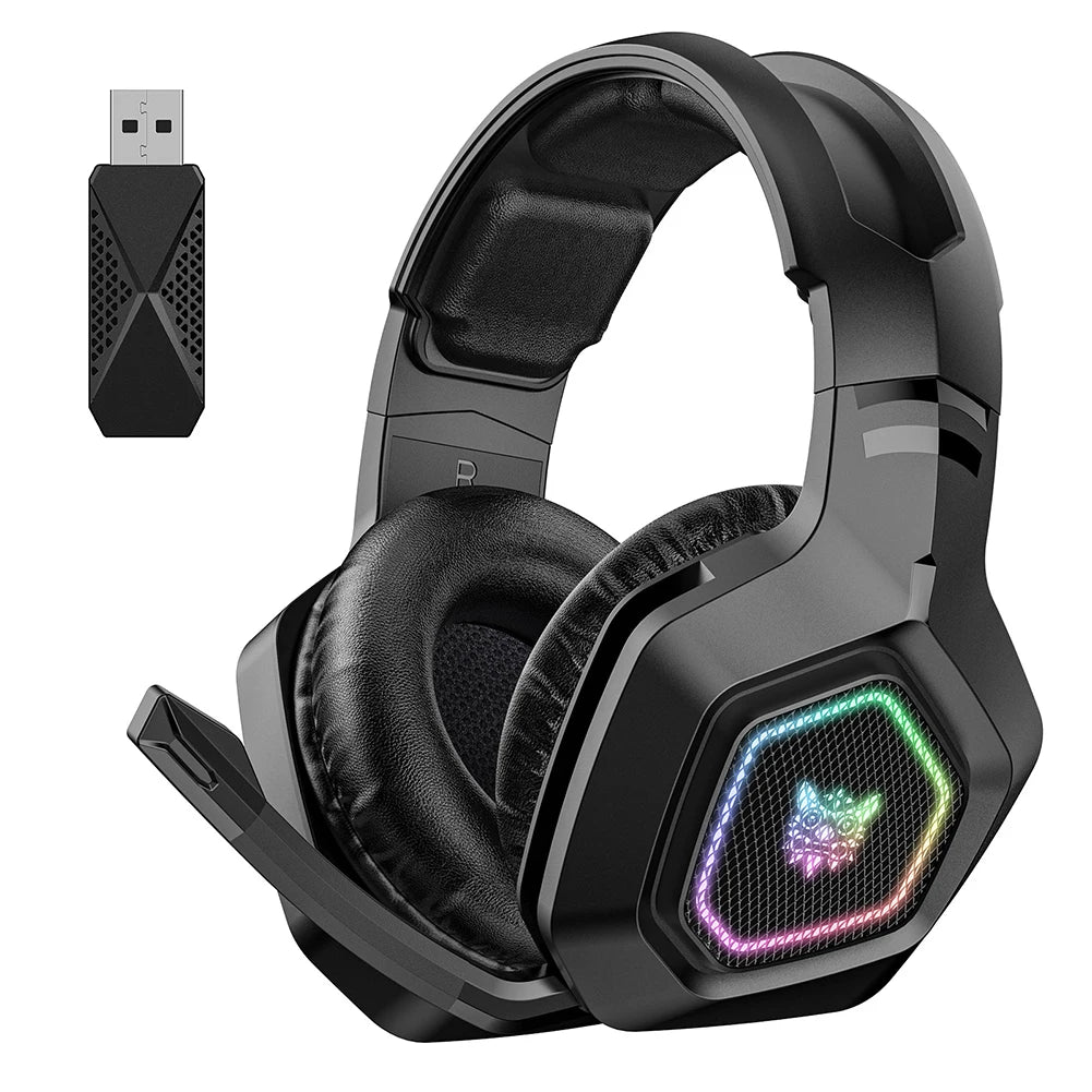 Wireless Gaming Headset 2.4GHz/BT 5.3/Wired Over Ear Headphones with Mic Gamer Headphones for PS4 PC Laptop