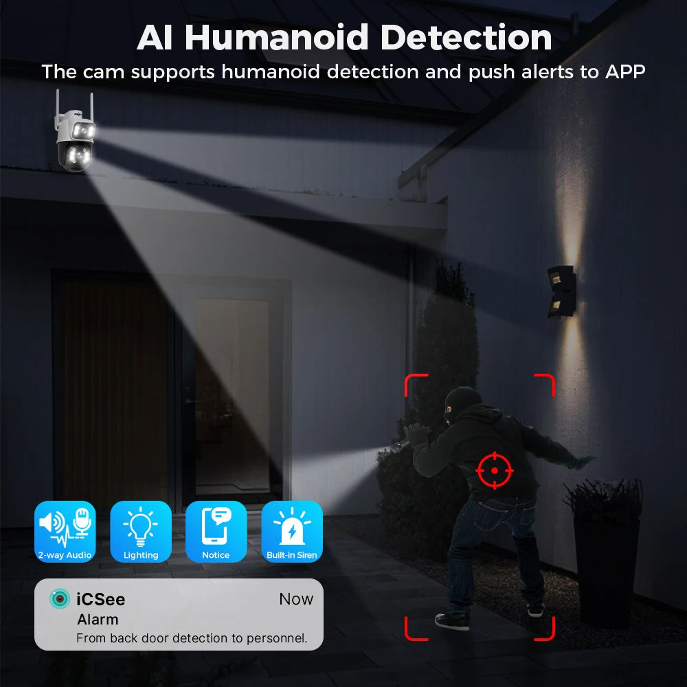 Hiseeu 4K 8MP PTZ Wifi IP Camera Dual Lens 5X Zoom Colorful night vision ONVIF Wireless Surveillance CCTV Cameras Security Prote