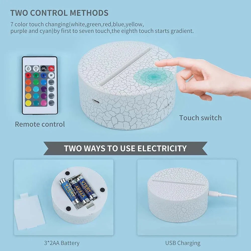 3D Night Light for Kids Baby Light for Room Decor USB Charge 3D Illusion Lamp with Timing Remote Control Christmas Birthday Gift