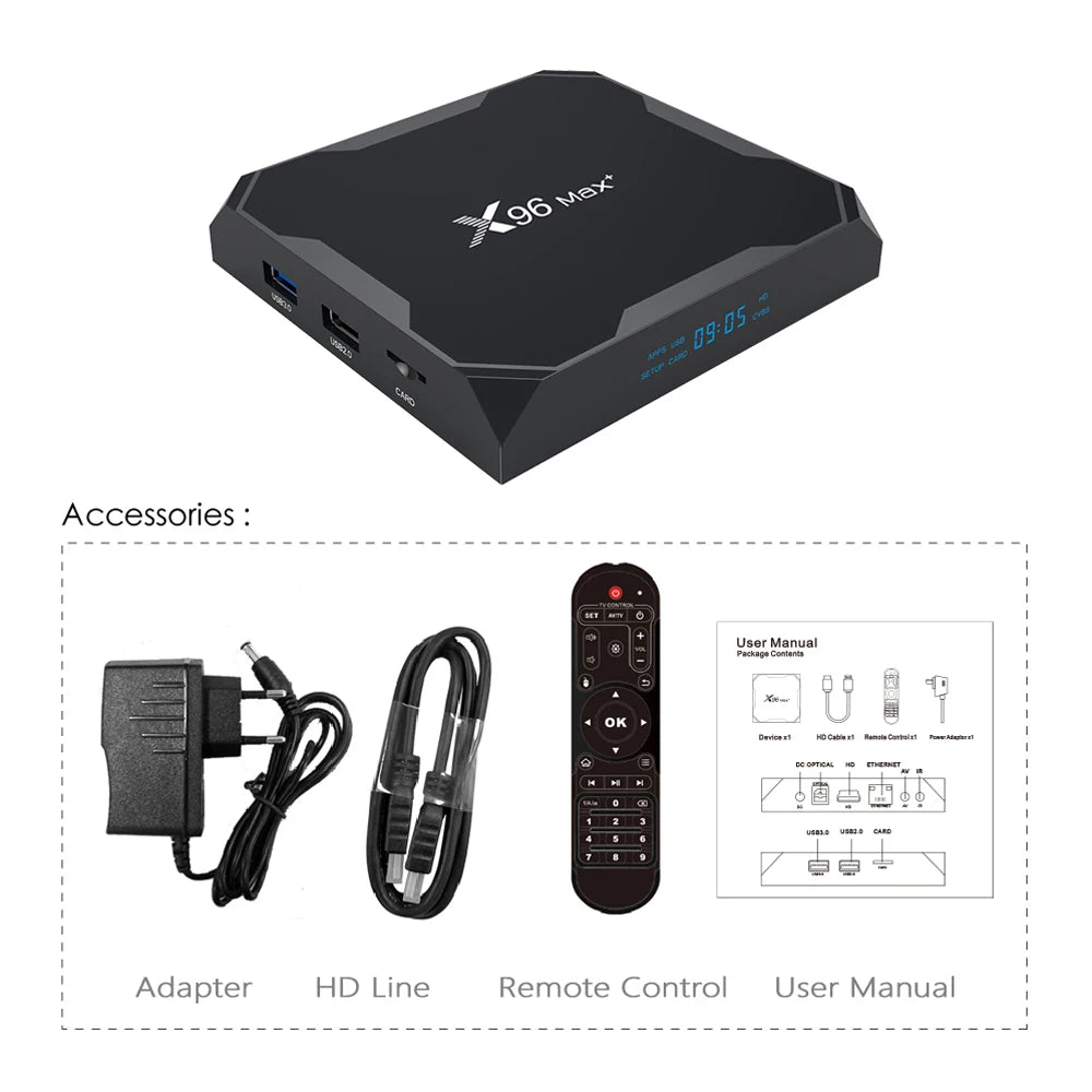 X96 Max Plus Smart TV Box Android 9 4G 32G 64G Amlogic S905X3 Quad Core 2.4G/5G Wifi 4K TVBOX X96Max Media Player Set Top Box