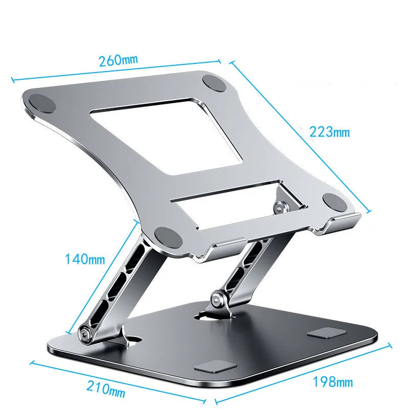 Adjustable aluminum alloy phone and tablet stand with folding design and silicone pads for laptops up to 17 inches