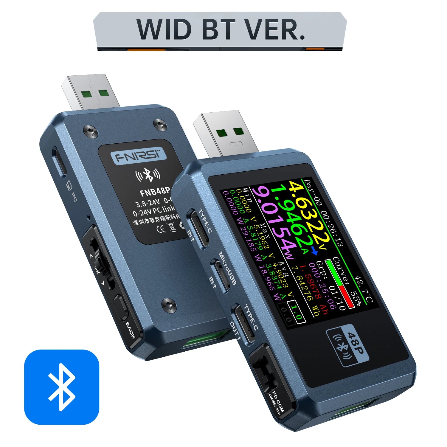 FNIRSI FNB48P USB Tester, Voltmeter, Ammeter, TYPE-C Fast Charging Detection Trigger Battery Capacity Tester,