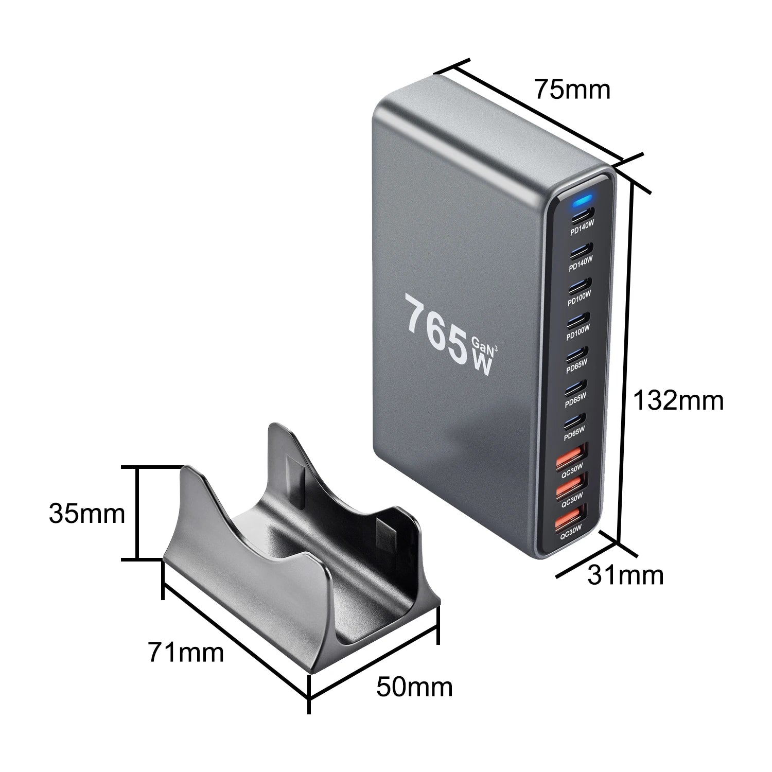 800W/670W/530W Fast USB C GaN Charger Block Dual 140W PD3.1 PPS Fast Charging Station for Multiple Devices Laptop Wall Charger