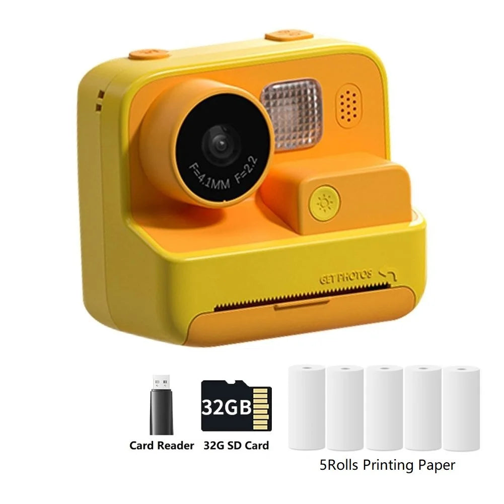 Children Instant Camera Print Camera 2.0" 1080P Video Photo Digital Camera with Thermal Print Paper for Kids Birthday Gift Toys