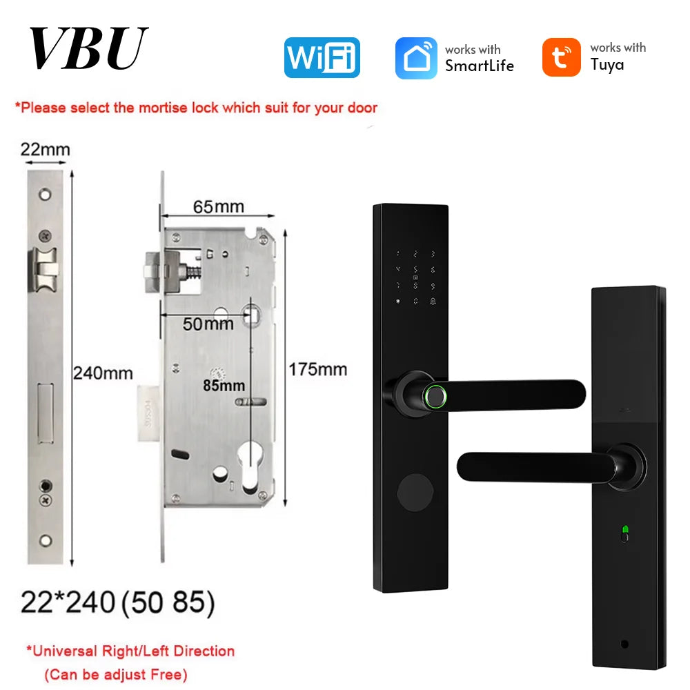 Wifi Smart Fingerprint Door Lock Digital Electronic Lock Fingerprint/IC Card/Password/Key/APP Remote Unlock Work with Alexa