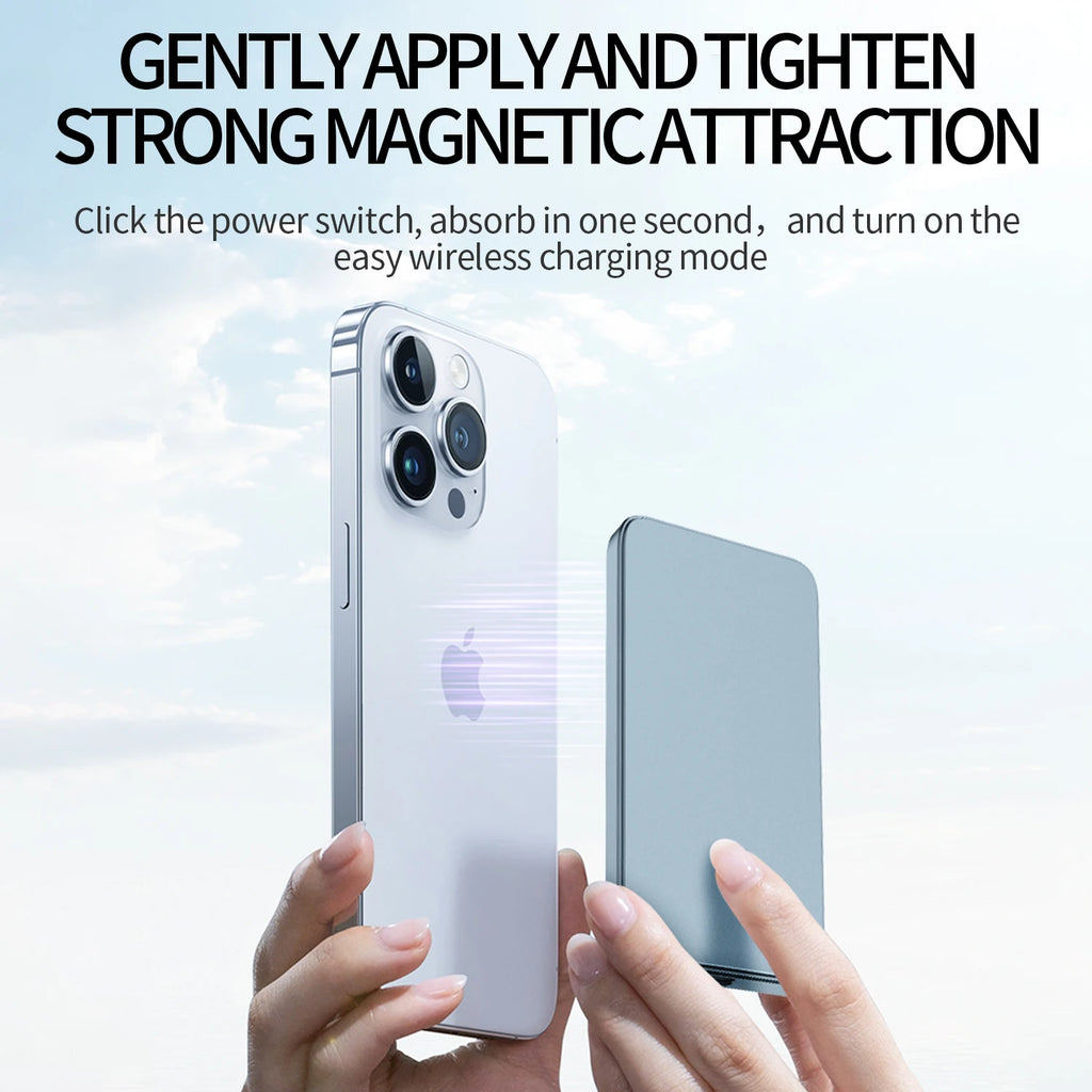 New Ultra thin Alloy Powerbank Magnetic Power Bank Wireless Fast Charger For iPhone 16 15 14 13 12 Backup battery For Magsafe