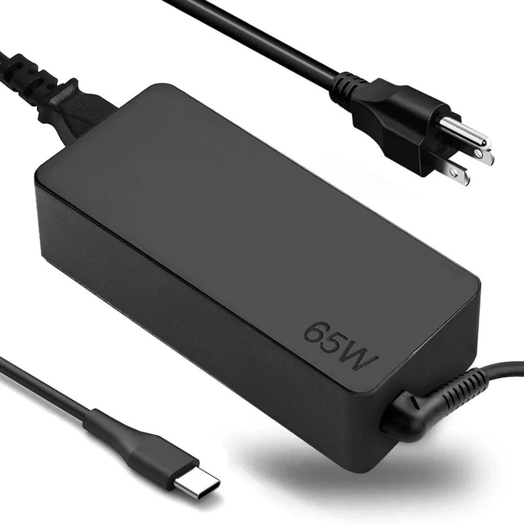65W USB-C laptop charger with power brick and plug for Lenovo ThinkPad and Thinkbook models