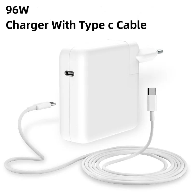 96W MacBook charger with USB-C cable and power adapter for MacBook Pro and Air