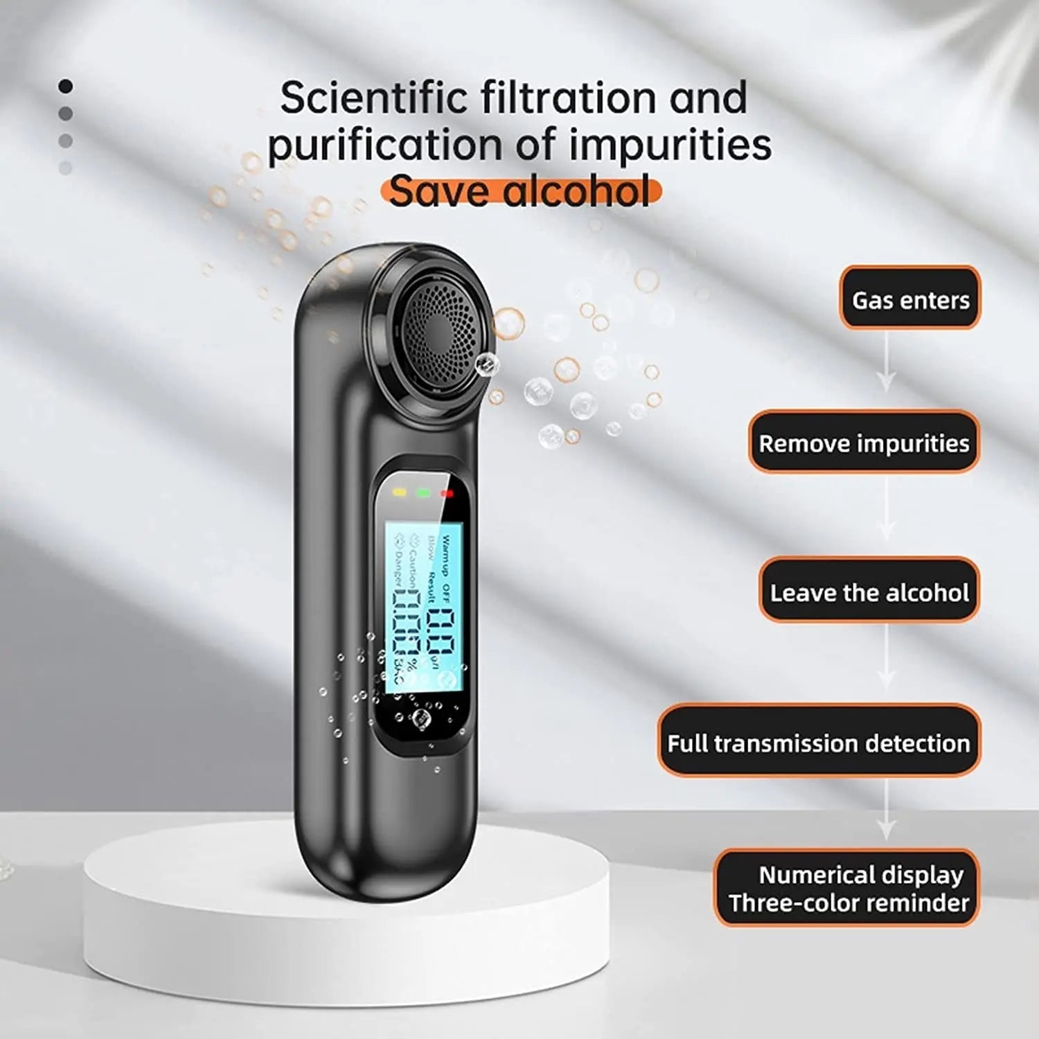 Non-Contact High-Precision Alcohol Tester Digital LCD Screen USB Rechargeable Breath Alcohol Tester Breathalyzer Analyzer