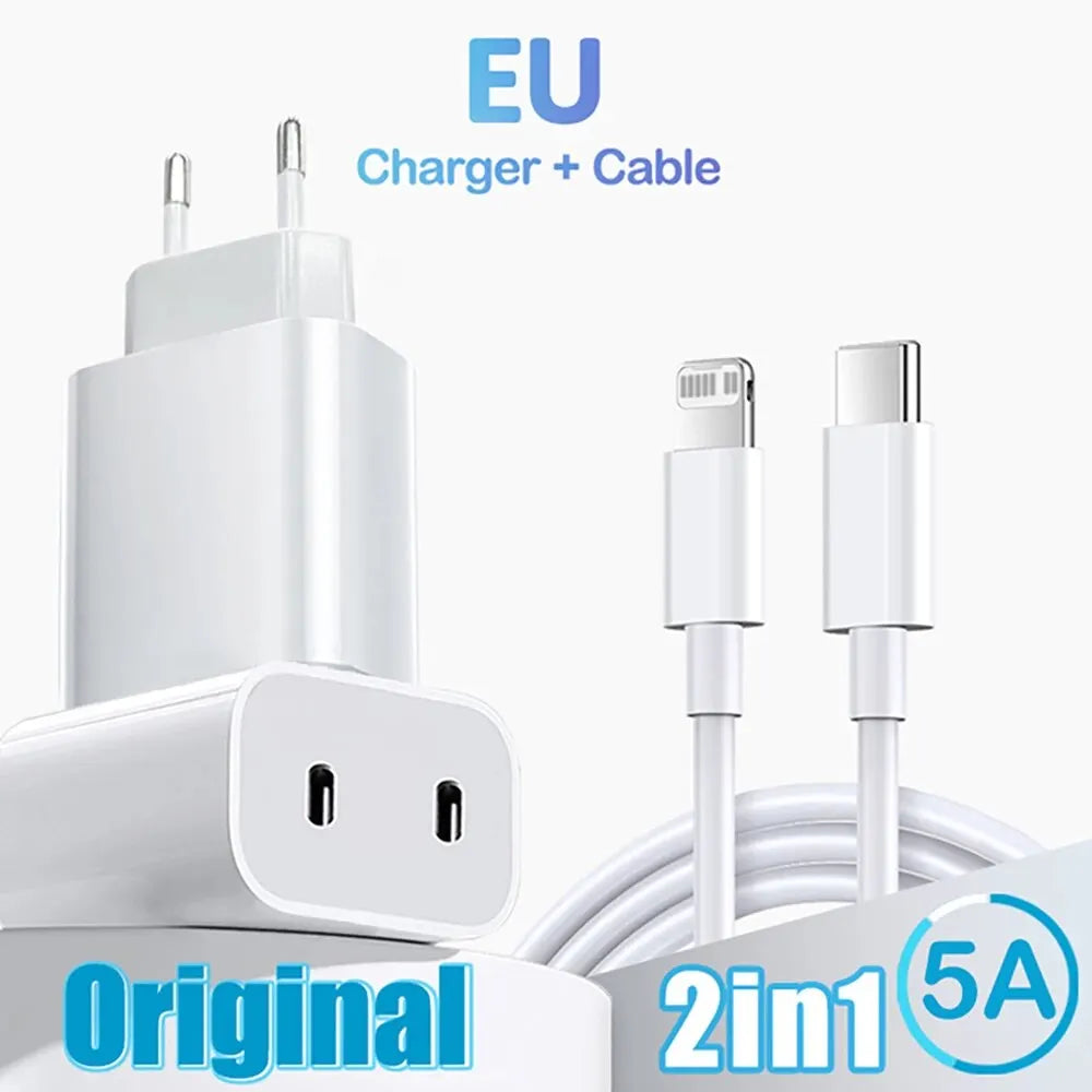 Dual PD 20W USB C Charger USB Type C Fast Charging Mobile Phone Charger Adapter for iPhone16 15 14 Pro Max Xiaomi Wall Charger