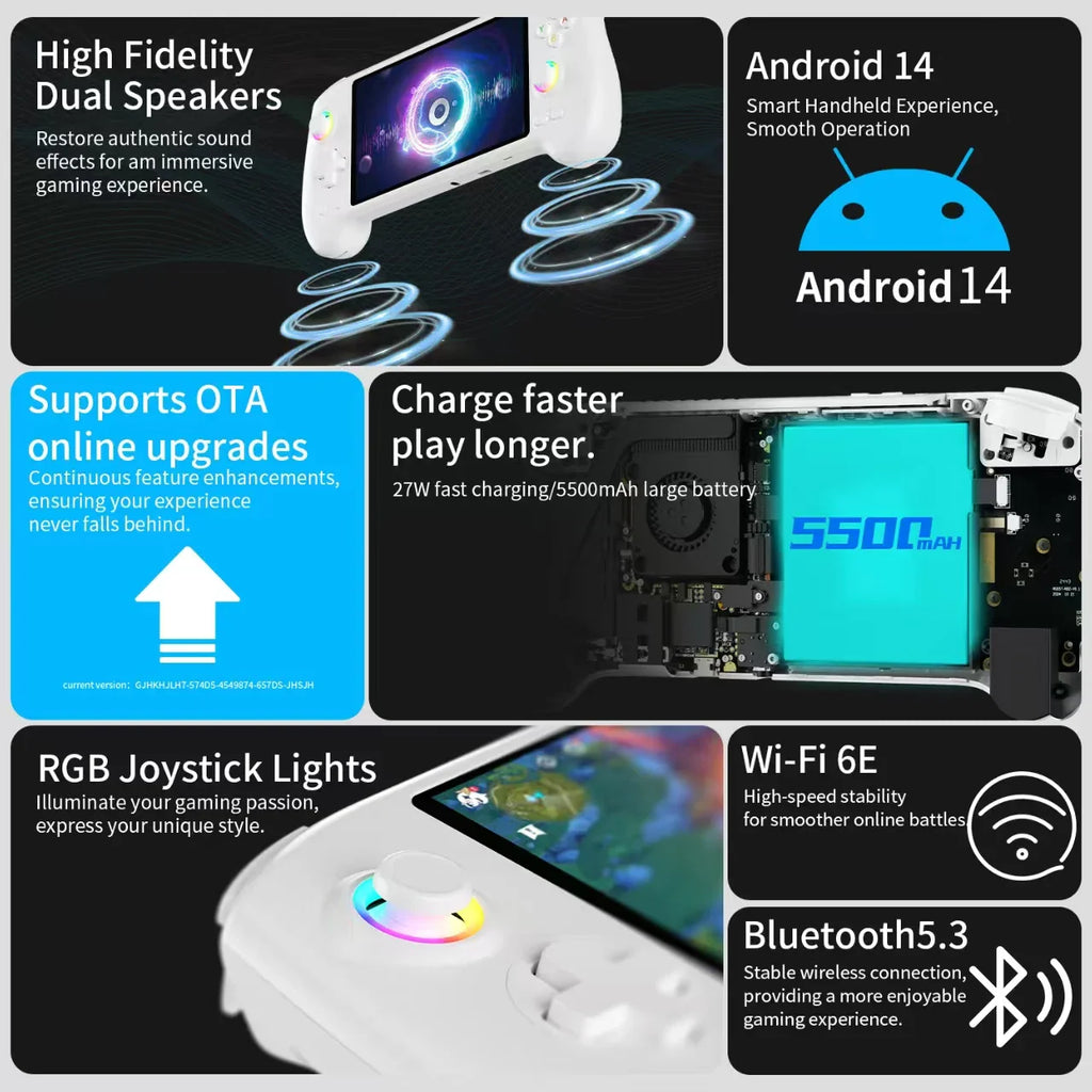 ANBERNIC RG557 Retro Handheld Game Video Player Console Android 14 12G+256G 5.48 inch AMOLED Screen 512G PS2 PSP Games RG 557