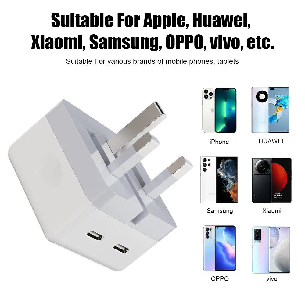 40W Dual USB C Port Fast Charger Foldable Type C EU UK US Plug Wall Charger Block For iPhone 14 Pro Max 12 13 iPad Power Adapter
