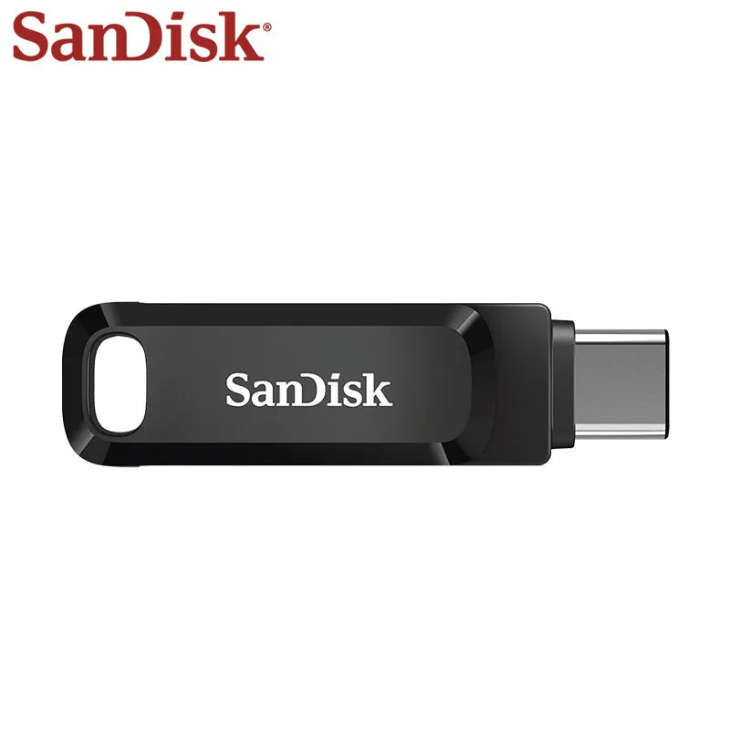 SanDisk Ultra Dual OTG Pen Drive USB Type-C and Type-A black flash drive with keyring hole