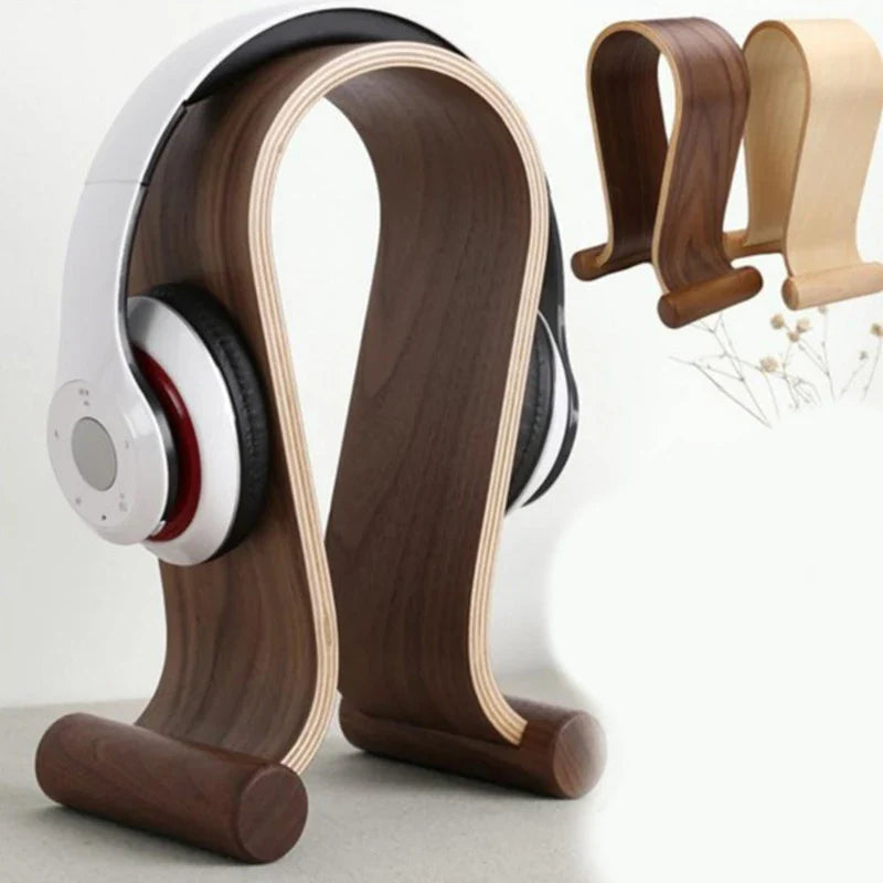 Walnut Wood Headset Stand in Nature Walnut Surface Gaming Headset Holder with Solid Heavy Base for All Headphone Sizes