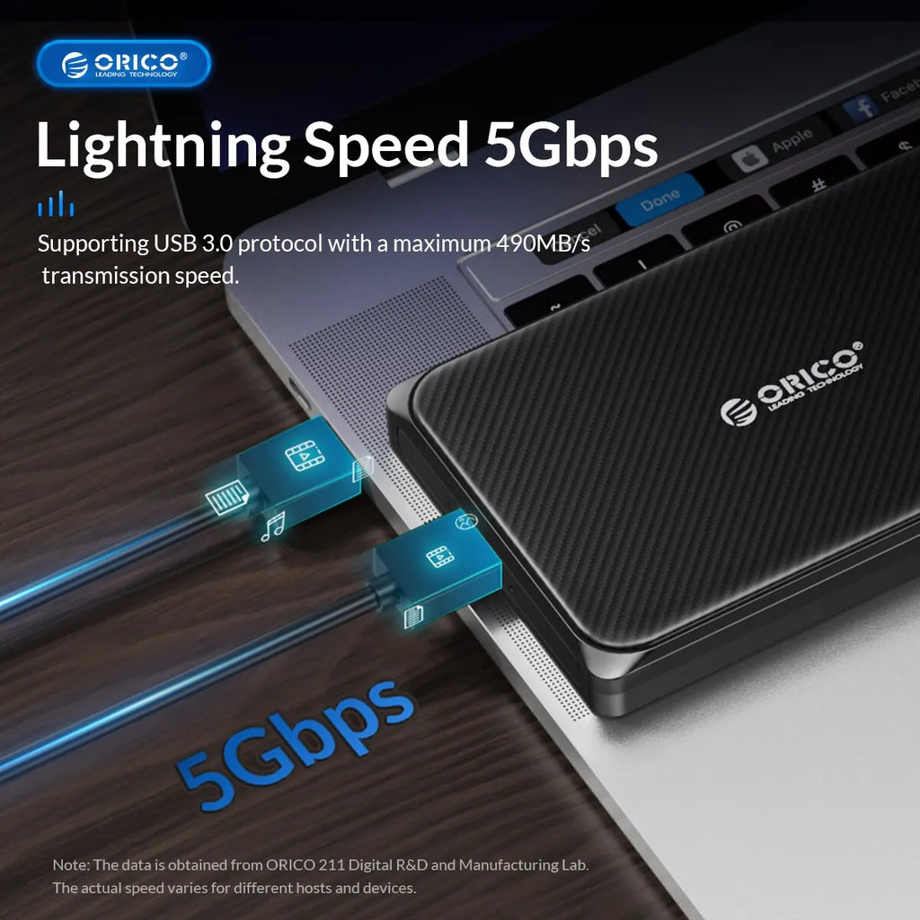 ORICO Mrico-B 2.5 Inch Hard Drive Case SATA to USB3.0 5Gbps & 6Gbps External HDD Enclosure for PC Computer PS5