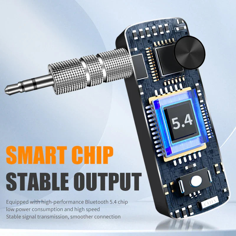 Bluetooth 5.4 audio receiver transmitter with 3.5mm AUX smart chip for stable wireless audio output