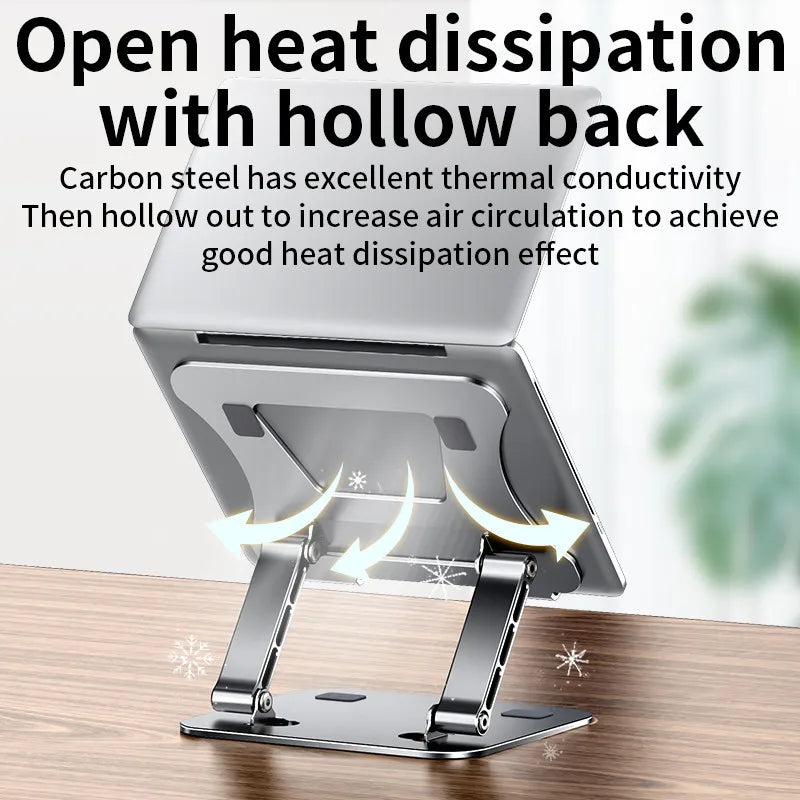 Adjustable aluminum alloy phone and tablet stand with open heat dissipation and hollow back design