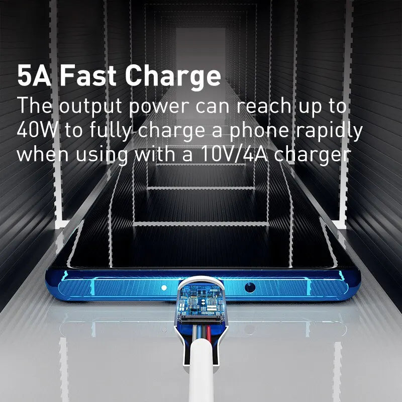 Baseus Fast Charging USB Type C Cable 5A USB C Cable Type C Data Cord for Huawei Charger Cable C For Xiaomi 10 Pro 9