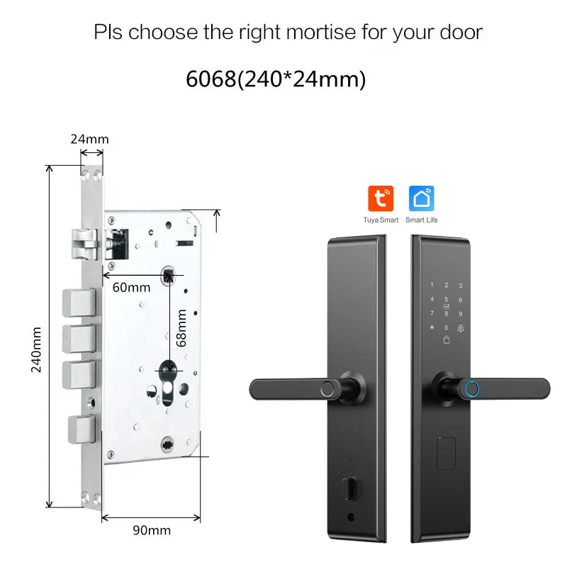 Smart Digital Door Lock Fingerprint Password Anti-theft Magnetic Card Key Unlock Doorlock WiFi Tuya APP
