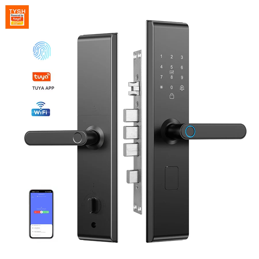 Smart Digital Door Lock Fingerprint Password Anti-theft Magnetic Card Key Unlock Doorlock WiFi Tuya APP