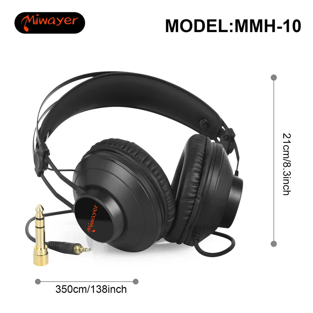 Studio Monitor Headphones Wired Over Ear by Miwayer, model MMH-10, showcasing design and features.