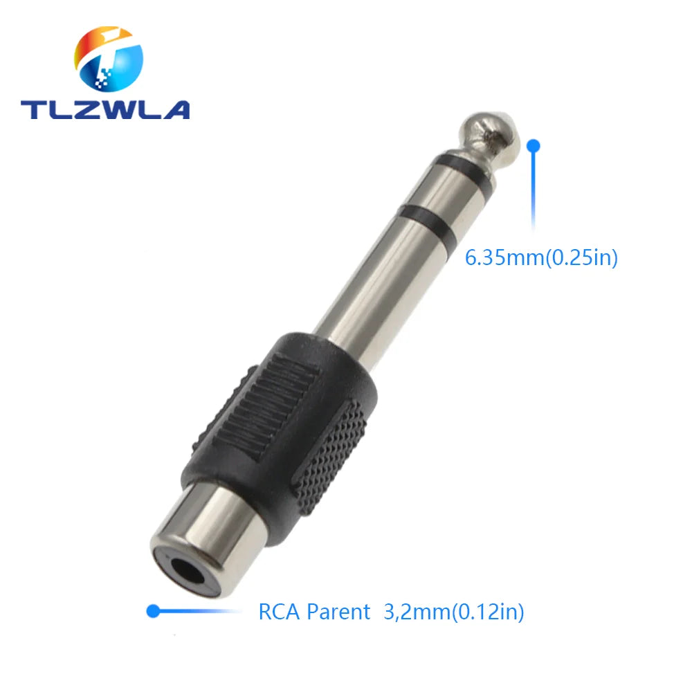 1PCS RCA Female Socket Turn 3.5MM Stereo Plug Audio Adapter 6.3MM Stereo Plug To RCA Socket 2 in 1 Stereo Connector