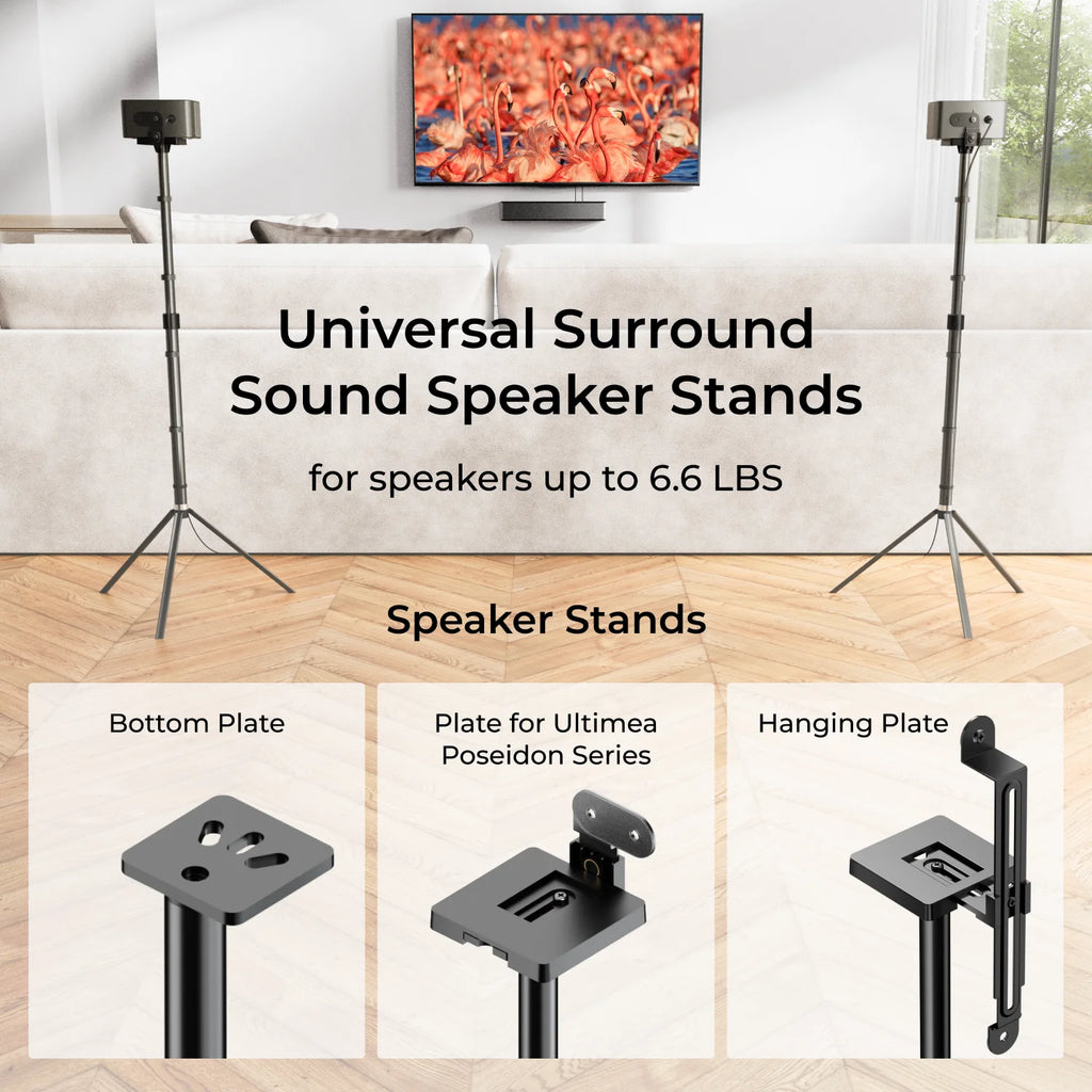 ULTIMEA Steady 310 Height Adjustable Speaker Stand from 62cm to 93cm for Surround Speakers with a Load Capacity of up to 3kg