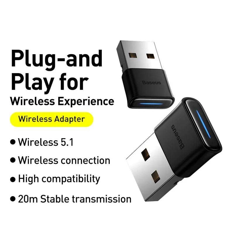 Baseus USB Bluetooth Adapter Bluetooth 5.1Music Audio Receiver Transmitter For PC Speaker Laptop Wireless Mouse USB Transmitter