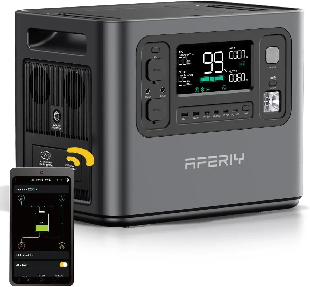 Bestseller Portable Power Station 2400W,2048Wh LiFePO4 Battery Generator with 1100W AC Charging &500W Solar Charging,for Home Ba