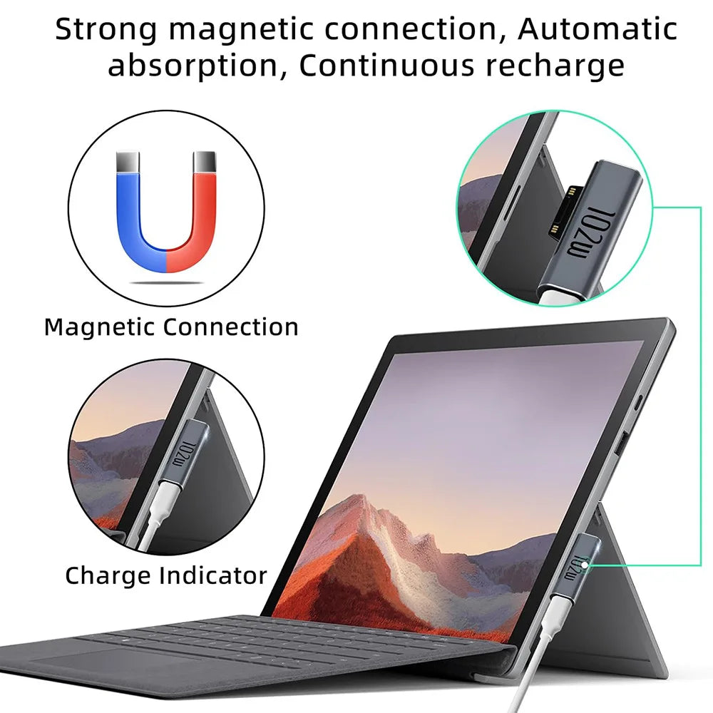 USB C PD 102W GaN Charger Converter 15V 3A Charging Adapter Compatible With Surface Pro X/7/6/5/4/3 Surface Laptop Book Go 1 2 3
