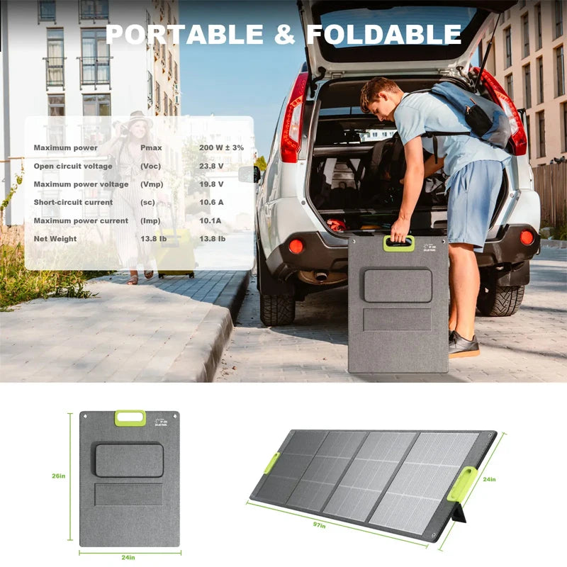 Portable Waterproof Foldable Solar Panel Kit 100W to 400W Charging Capacity for Outdoor Camping