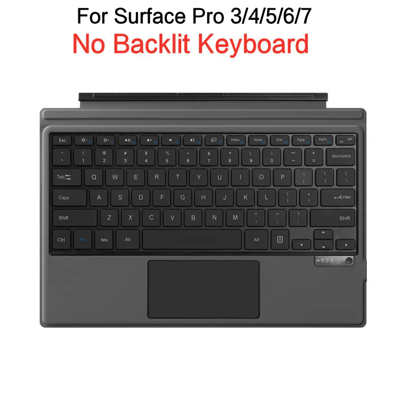 HUWEI Bluetooth keyboard with trackpad for Microsoft Surface Pro 3 to 7, no backlight, multi-language support, magnetic and wireless Bluetooth connection.