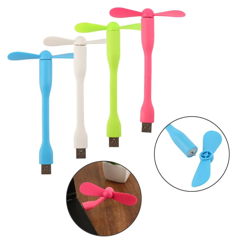Mini USB Fan Flexible Bendable Fan For Power Bank Laptop PC AC Charger Portable Hand Fan For Computer Summer Gadget