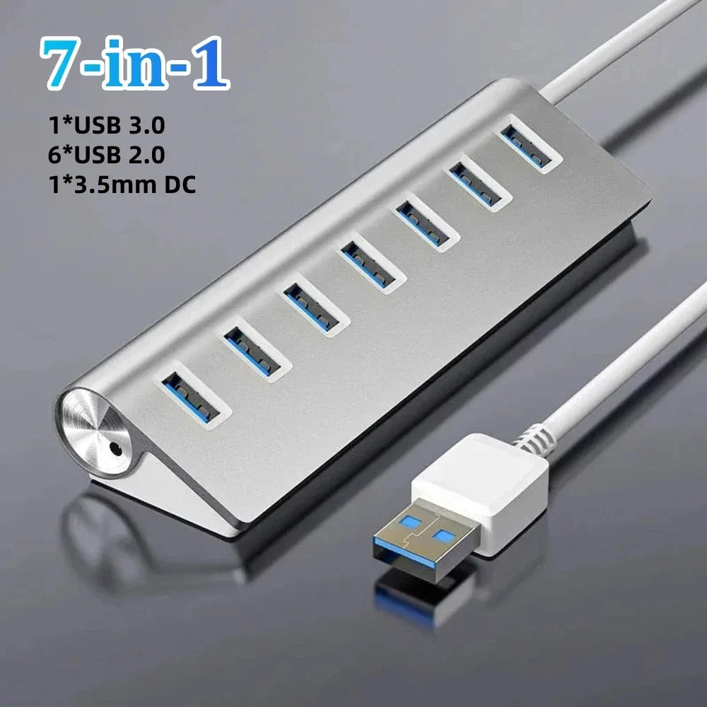 5Gbps High Speed USB 3.0 HUB 4/7Port USB 3.0 Port OTG Aluminum USB Splitter Docking Station Expander for Laptop Computer PC