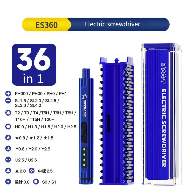 Mechanic ES420 42-in-1 Electric Screwdriver Set S2 Steel Bits 5-Speed Adjustable LED Light for Precision Phone Laptop Repair