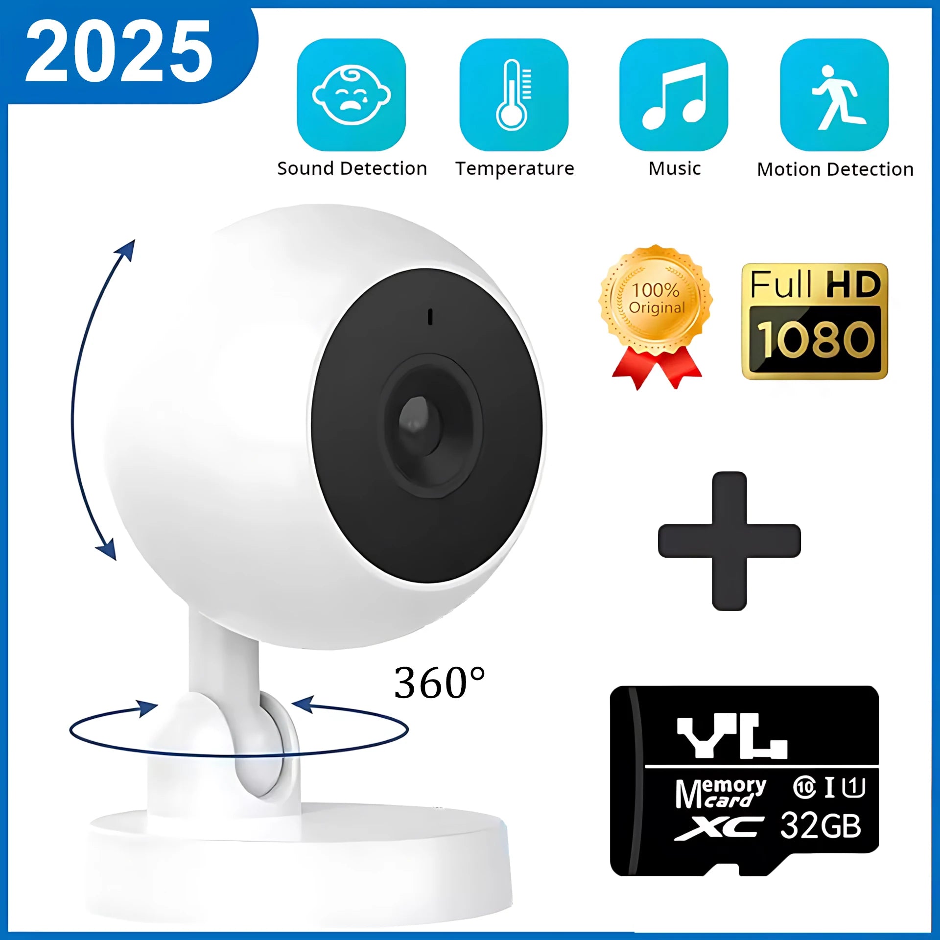 CCTV Smart 1080HD Wi-Fi Smart Home Security Camera 2MP HD Real-Time APP Alerts 2-Way Audio With Motion Tracking For Baby & Pet
