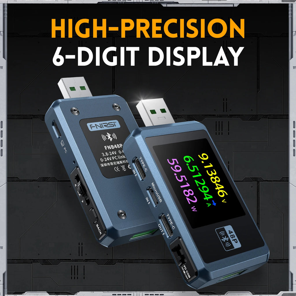 FNIRSI FNB48P USB Tester, Voltmeter, Ammeter, TYPE-C Fast Charging Detection Trigger Battery Capacity Tester,