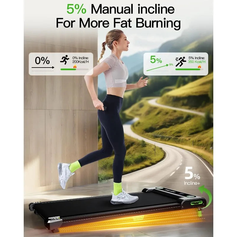 Walking Pad With Incline, Incline Treadmills For Home, 2.5 HP Under Desk Treadmill Small With Remote Control, Walking Pad