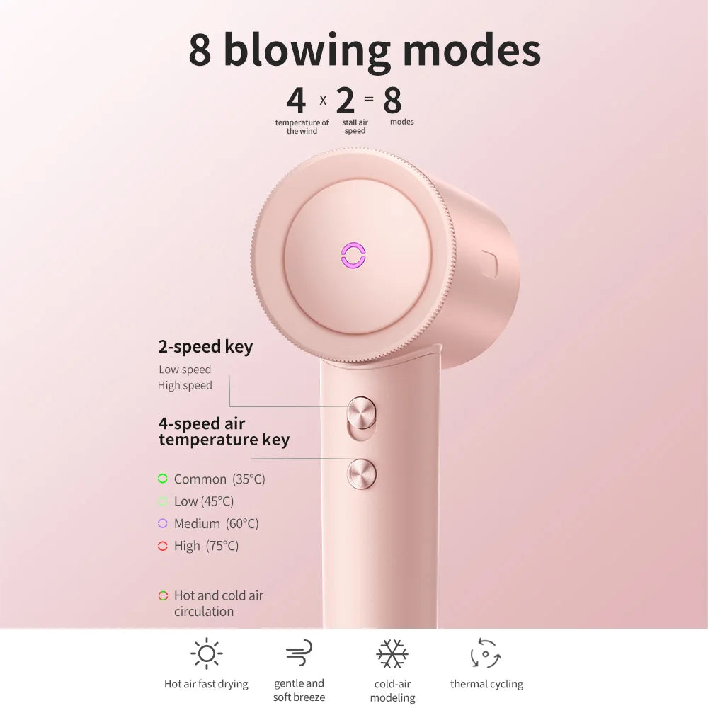 High-Speed Electric Hair Dryer Machine1600W Adjustable Temperature Professional Low Noise Fast Drying Anion Hair Care Blow Dryer