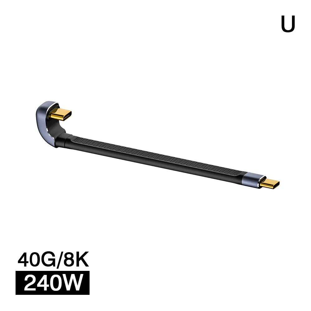 USB4 Elbow Short Cable 13.5cm Thunderbolt4 Type C Cable 40Gbps PD240W Charging Cable for SSD Laptop Macbook Phone iPhone15 iPad