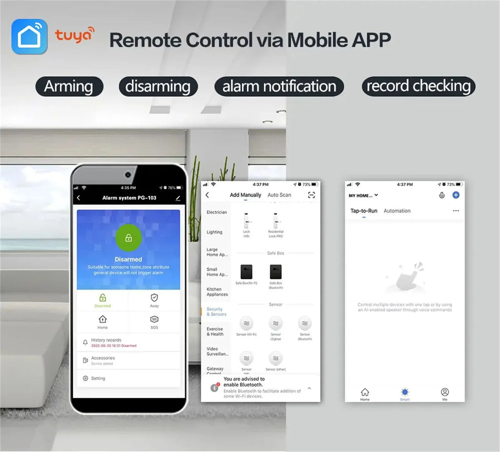 Smart Home Tuya GSM Alarm System 4G Wifi System for House Security Wireless with Door Sensor Smart Life APP Control for Alexa