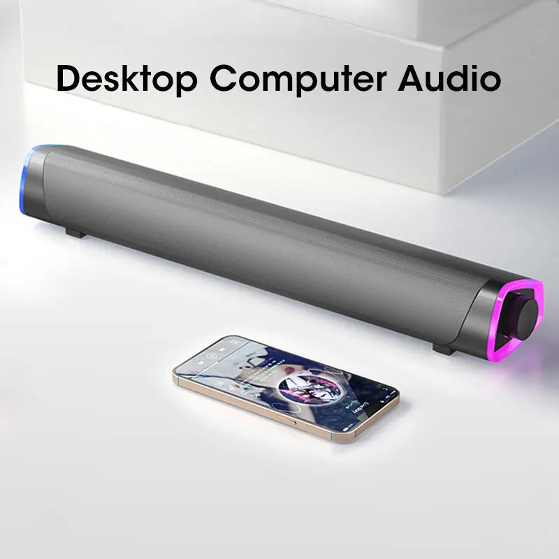 4D Computer Speaker Bar Bluetooth stereo sound subwoofer for desktop PC and laptops with wired AUX and USB connections