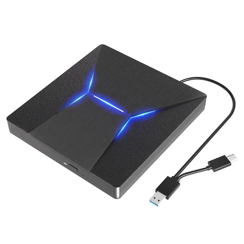 External Bluray CD DVD Drives USB3.0 and Type-C CD DVD Reader and Writter 3D Slim Optical CD Drive Compatible with Windows MacOS