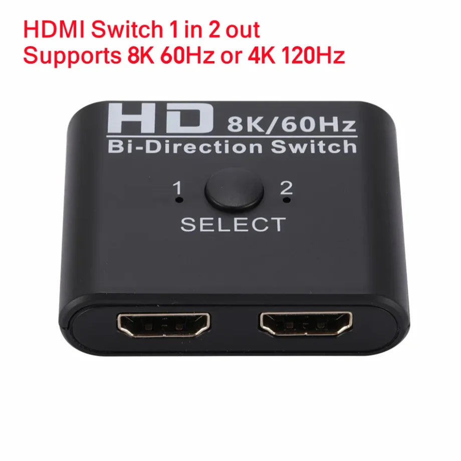 PzzPss 8K 60Hz HDMI Switch Splitter Bi-Direction 4K 60Hz HDMI Switcher 1x2/2x1 For PC Laptop Xbox PS3/4 to Monitor Projector