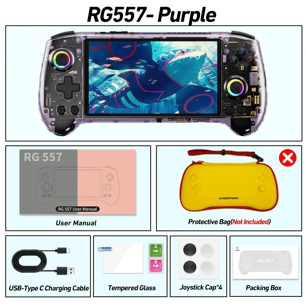 ANBERNIC RG557 Retro Handheld Game Video Player Console Android 14 12G+256G 5.48 inch AMOLED Screen 512G PS2 PSP Games RG 557