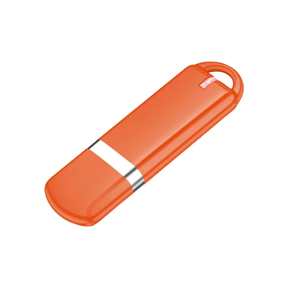 Orange JASTER 64GB USB Flash Drive with USB 2.0 and keyring loop, suitable for business giveaways and data storage.