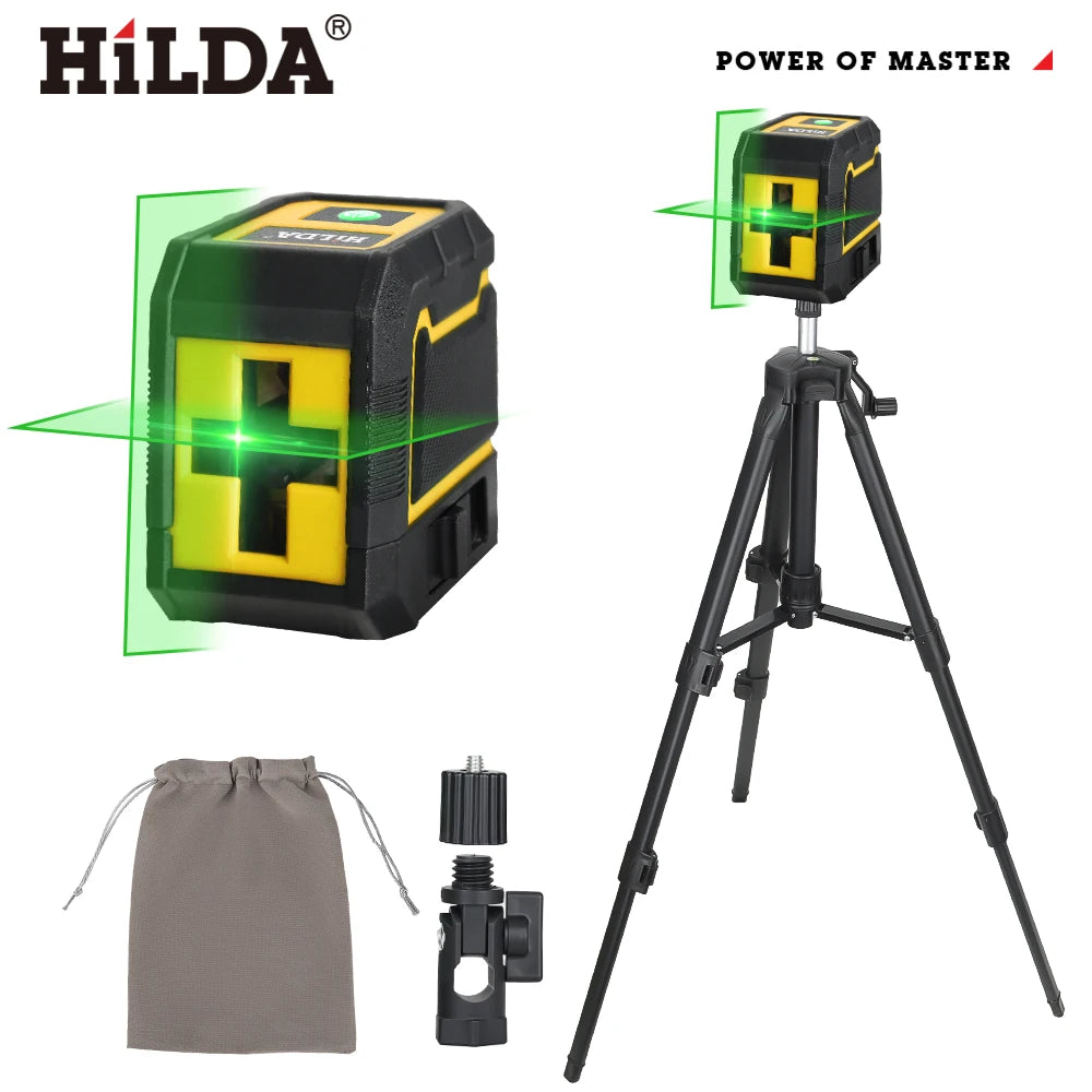 HILDA Laser Level 2 Lines Self-Leveling Horizontal And Vertical Cross Super Powerful Green Laser Beam Line