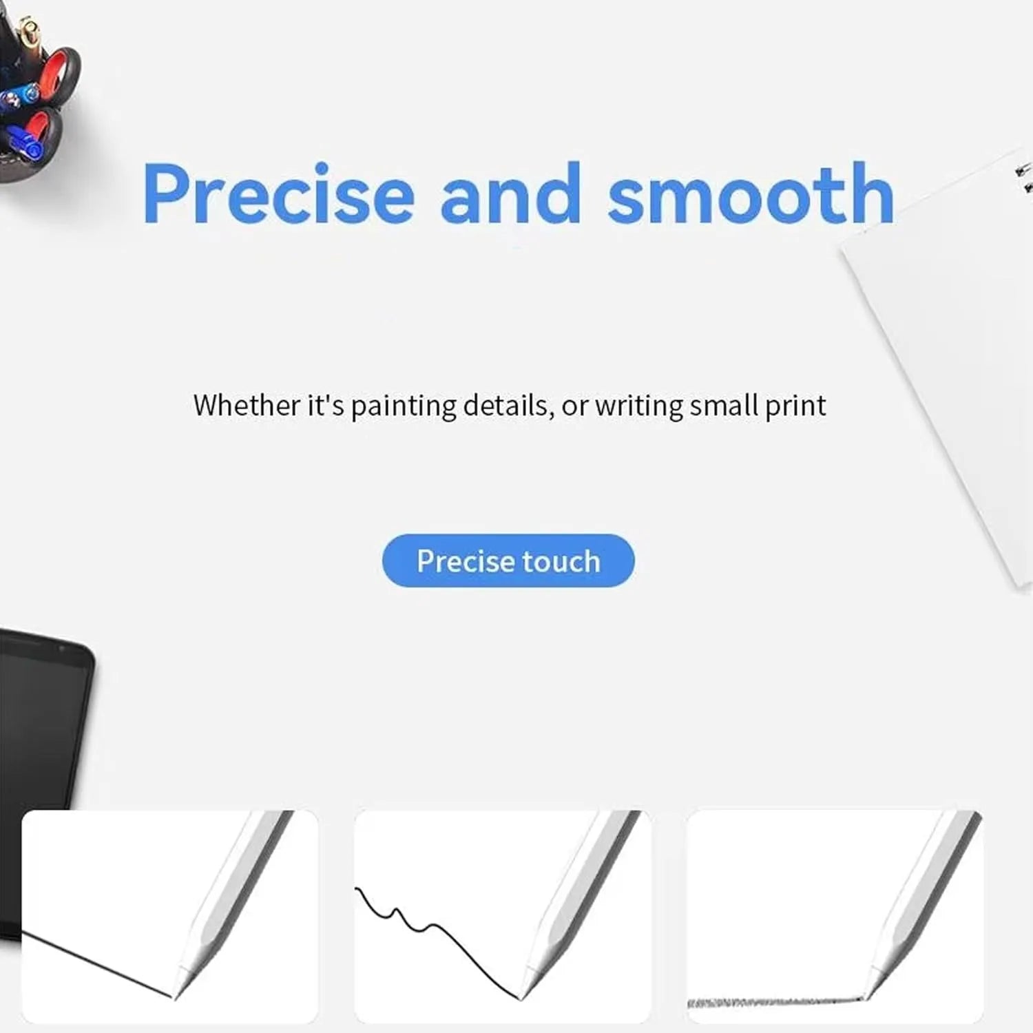 Universal Stylus Pen, Active Stylus Pen Compatible for iOS and Android Touchscreens/Phones, Rechargeable Stylus Pen with Dual To